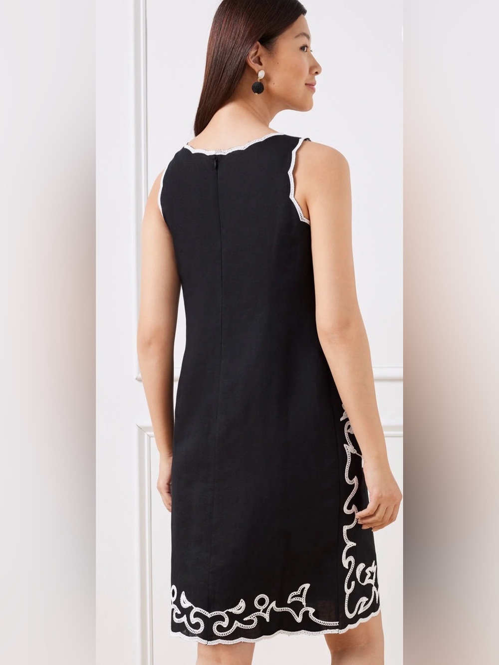 TALBOTS EMBROIDERED LINEN COTTON SHIFT DRESS | Size 12 - Picture 6 of 14